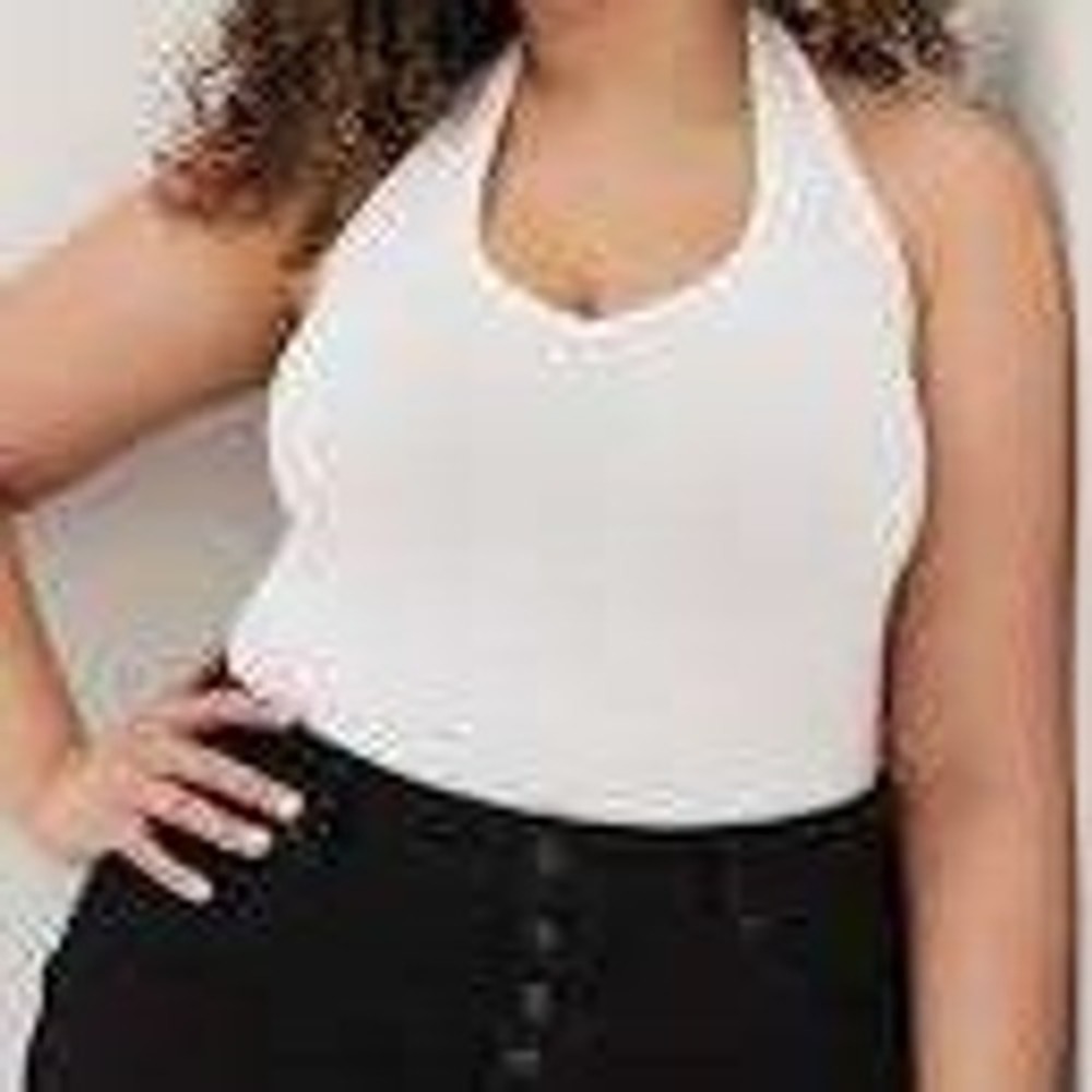 Torrid Foxy V Neck Halter Top White Stretchy Plus Size 0X NWT Summer Cami Tank